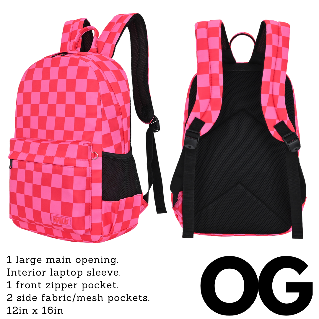 Speedy Pink Checker Backpacks