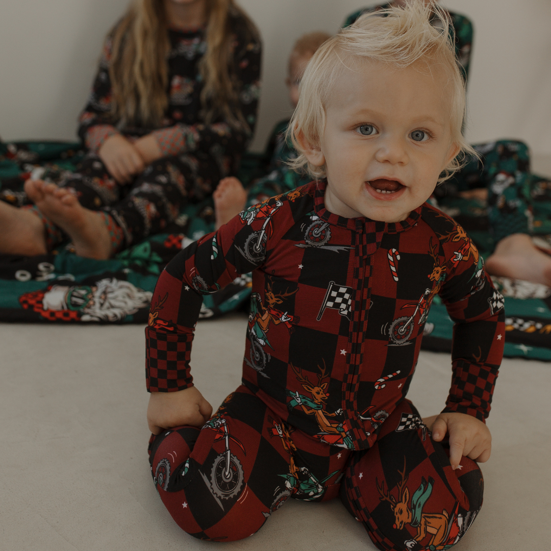 Rudolph The Red Nose Racer Zip Up Pajamas