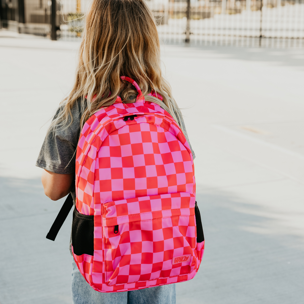 Speedy Pink Checker Backpacks