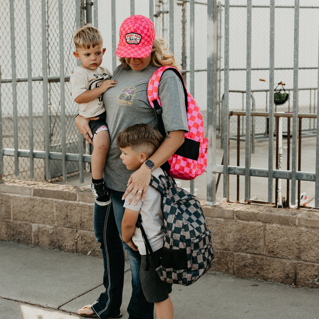 Speedy Pink Checker Backpacks