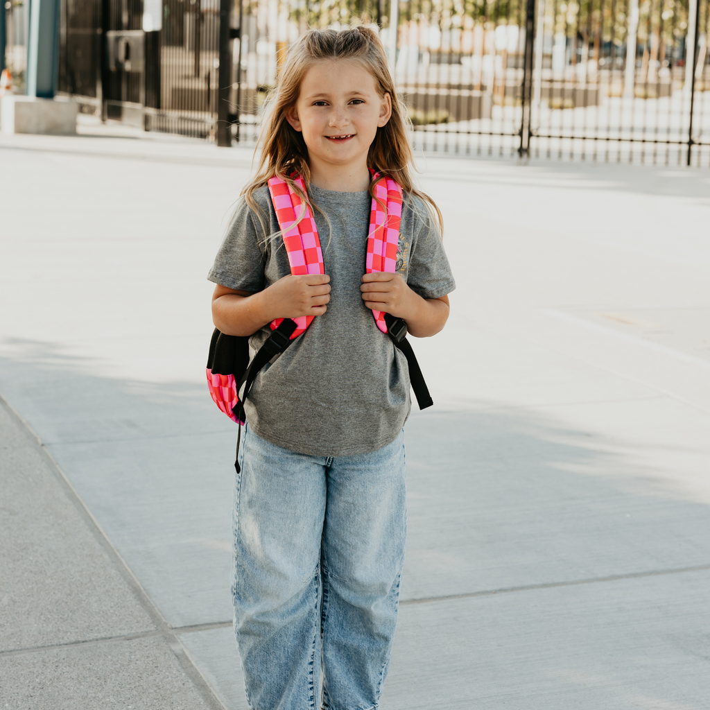 Speedy Pink Checker Backpacks