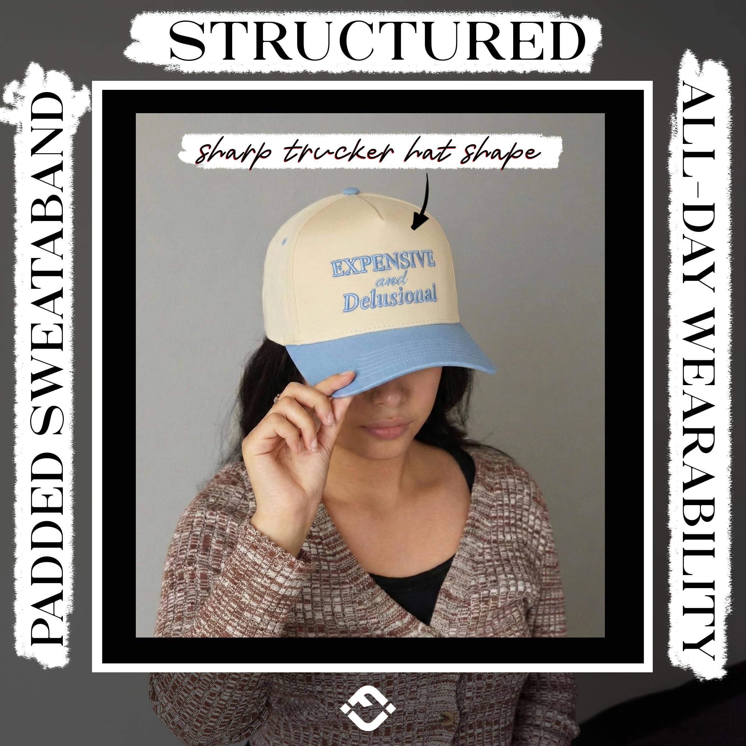 Retro Two Tone Cap - Expensive & Delusional-Light Blue/Beige